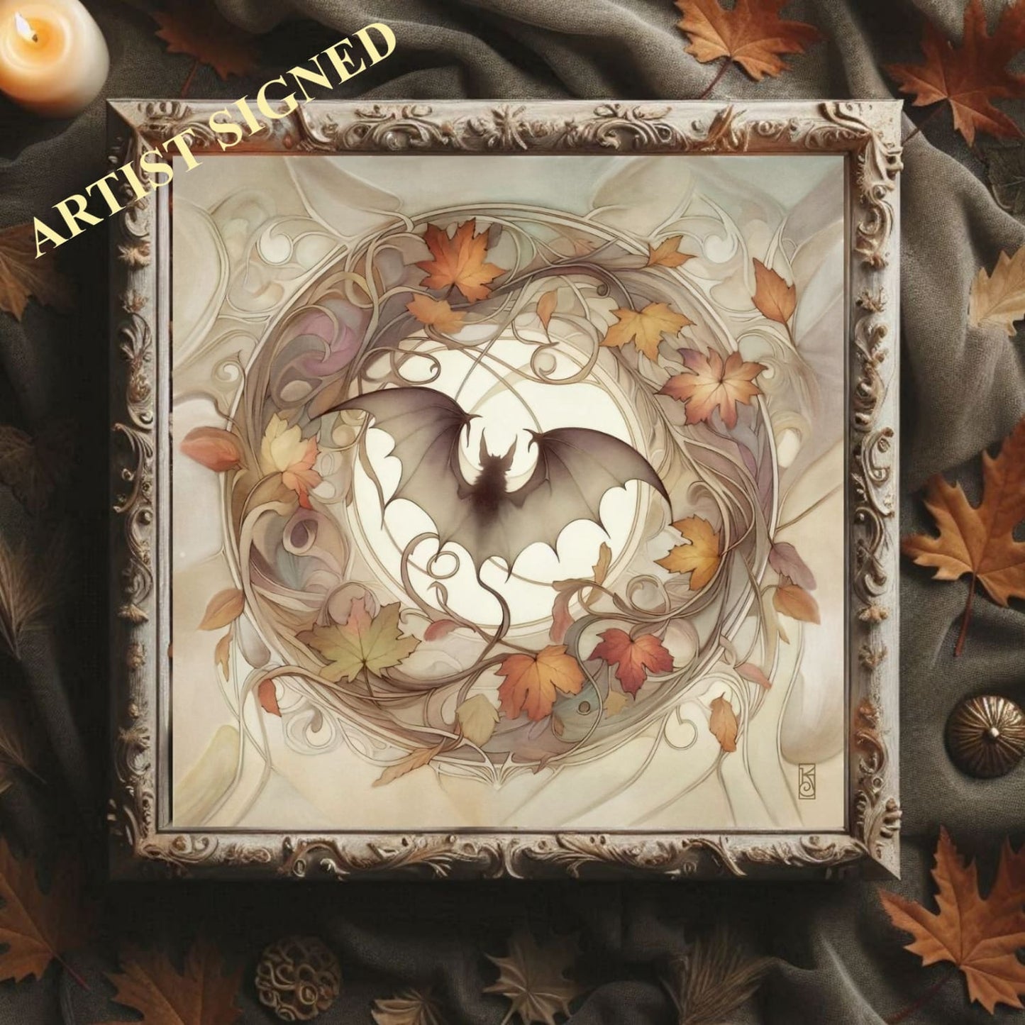 Fall Nouveau Boho Witchy Halloween Art Print