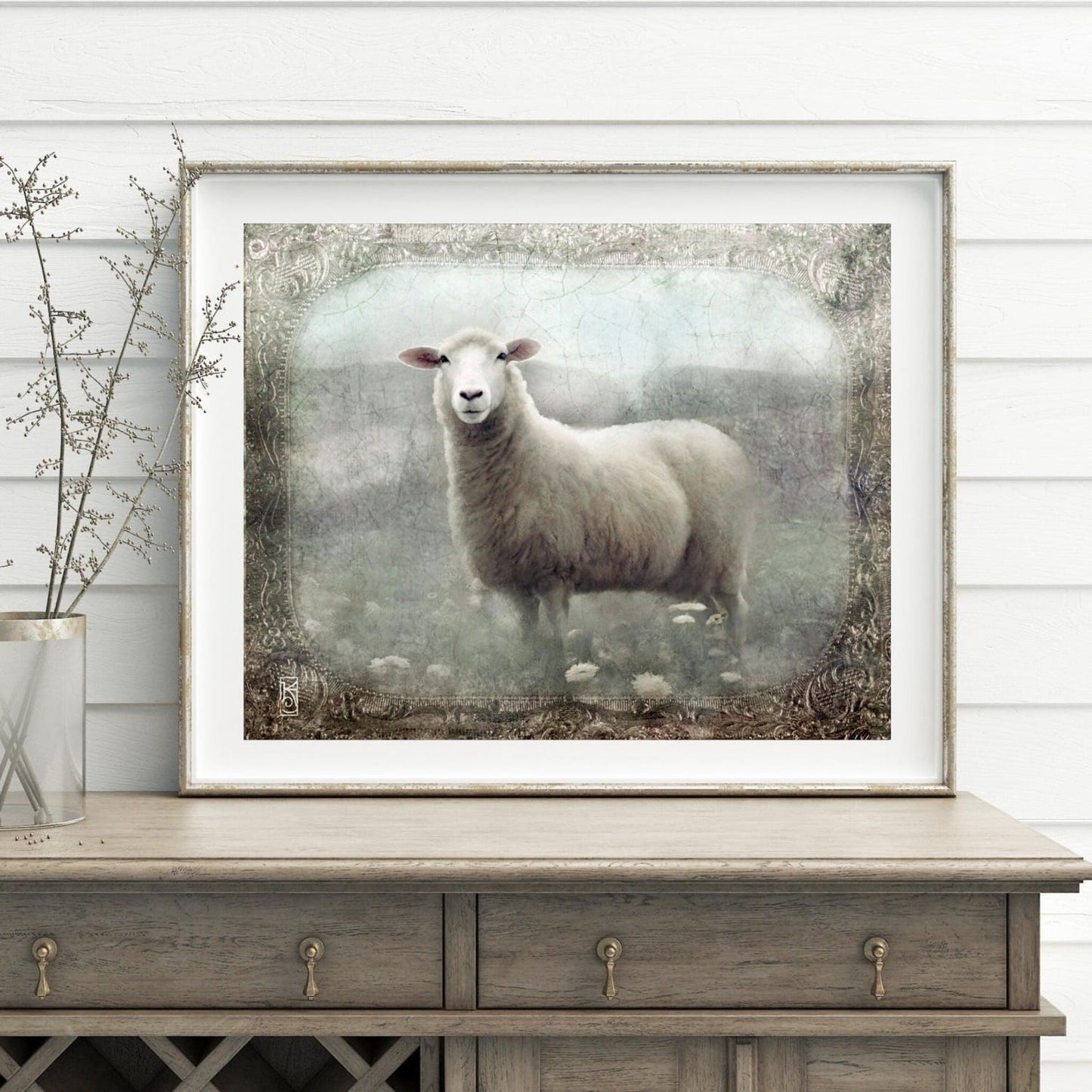 French Country Sheep in a Field Art Print