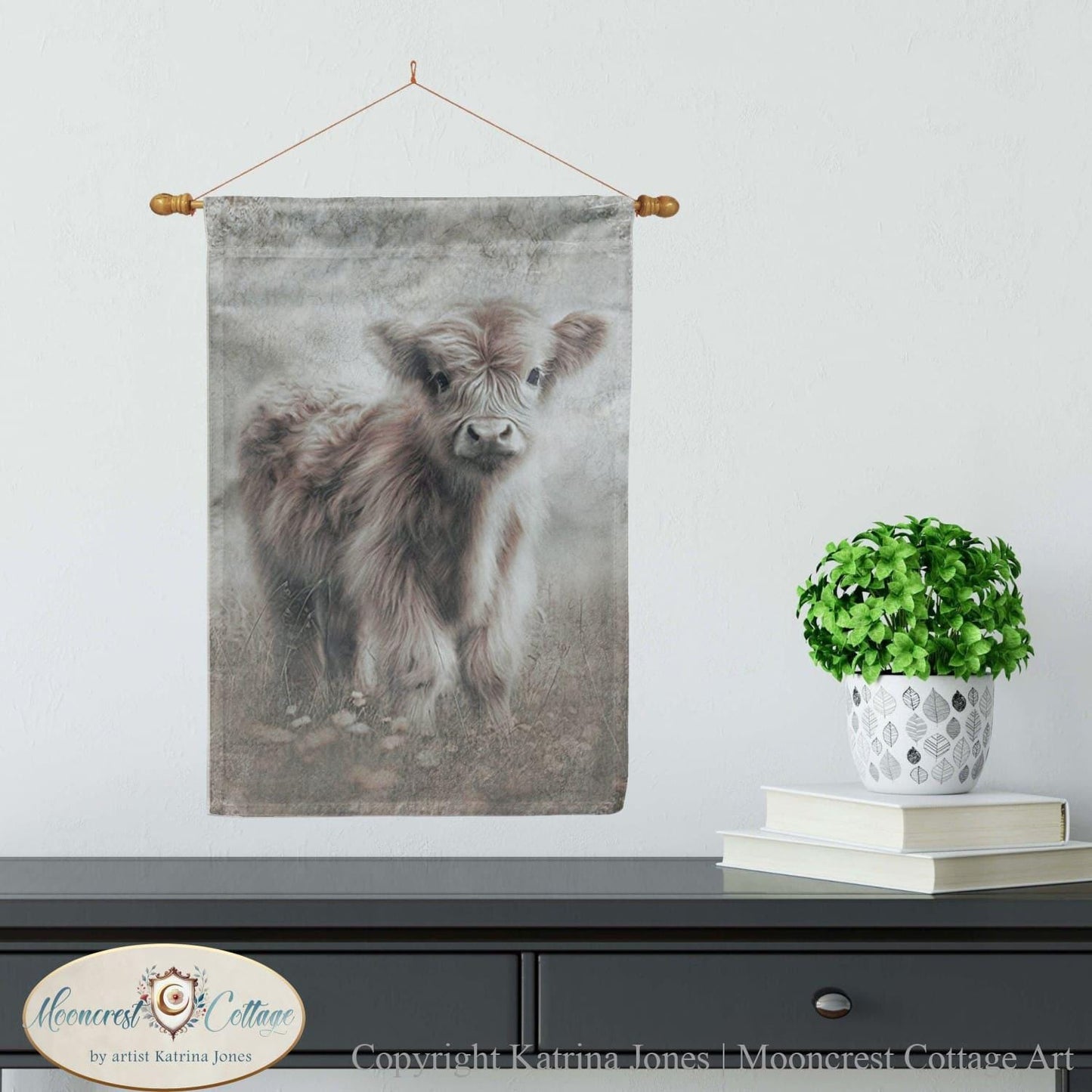 Highland Cow In Meadow Yard Flag