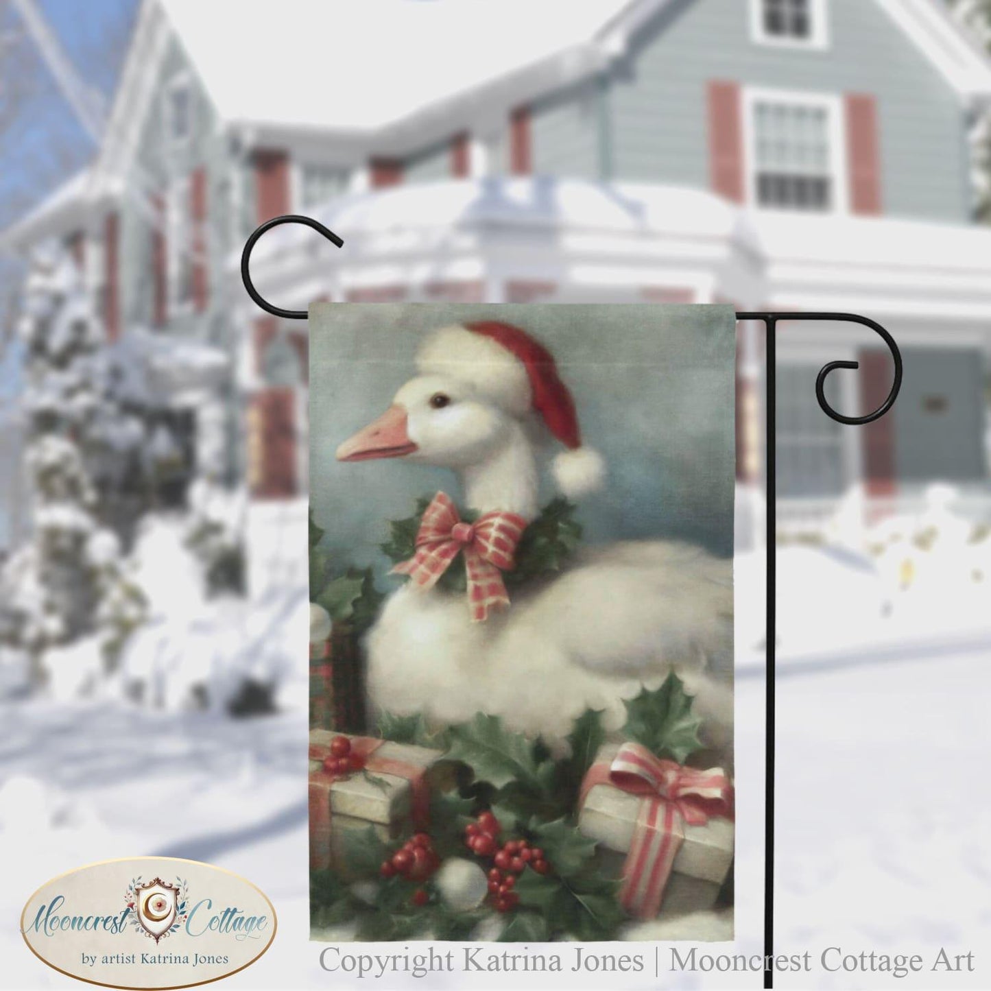 Christmas Farm Garden Flag, French Country Goose Duck Winter Holiday Season Yard Decor