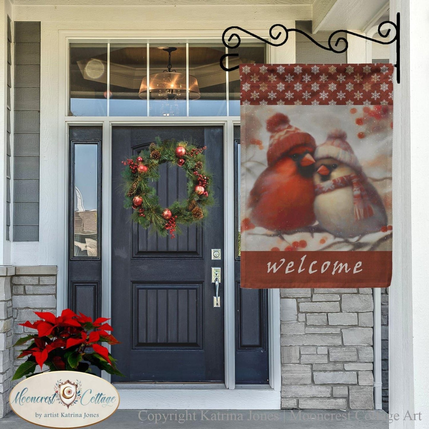 Cute Cardinal Birds Pair - Country Christmas Garden Flag