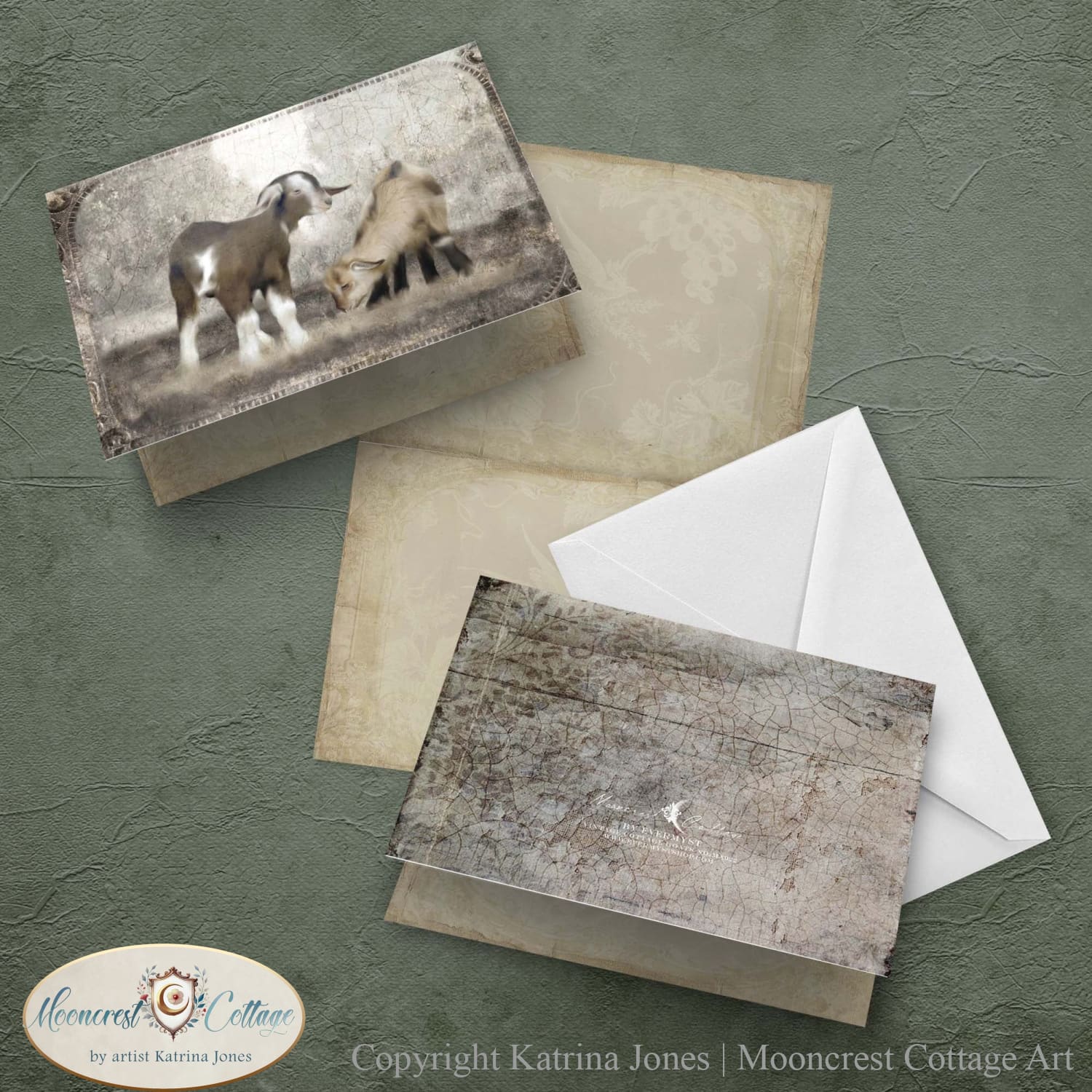Baby Goats Country Cottage Greeting Card
