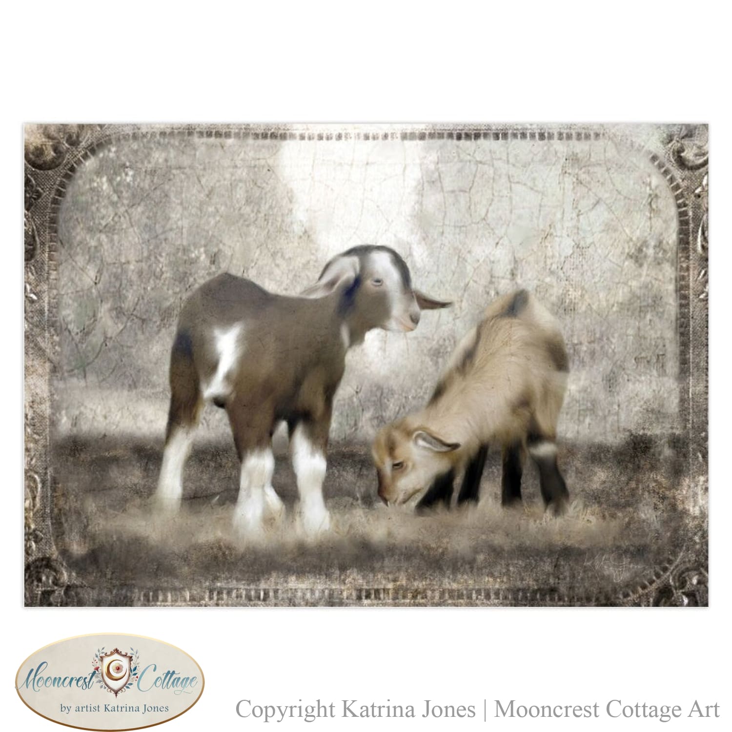 Baby Goats Country Cottage Greeting Card