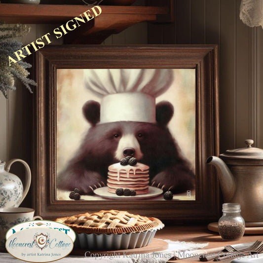 Bear Art, Cute Bear Kitchen Art Print