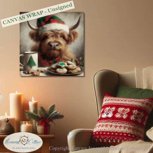 a dog with a christmas hat is eating cookies