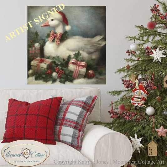 Christmas Wall Art, Cute Goose Painting