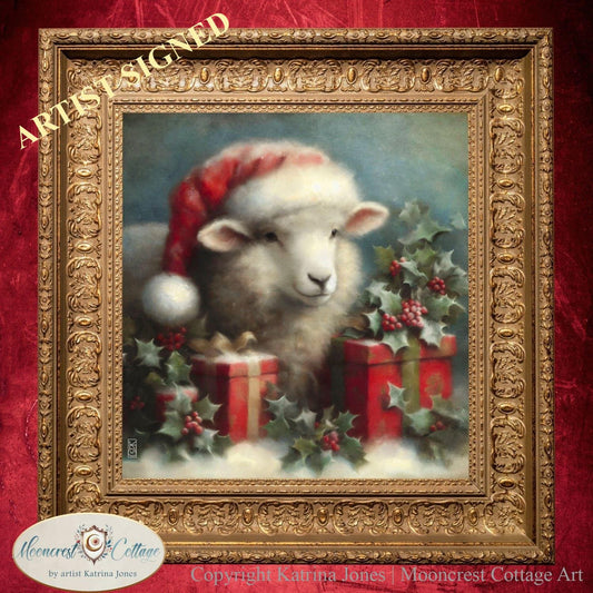 Christmas Wall Art, Christmas Sheep Art Print