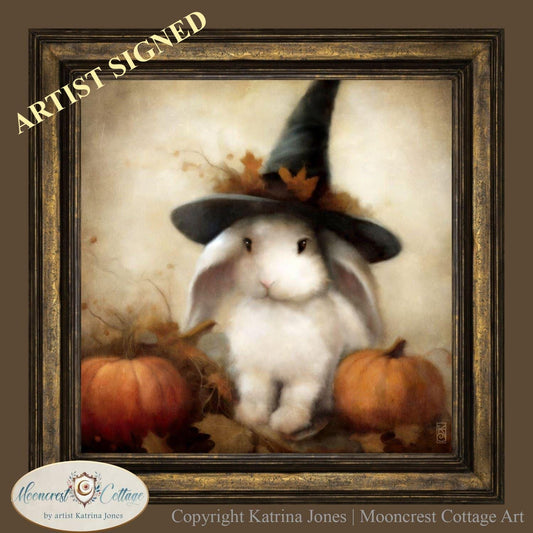 Cute Fall Rabbit Art, Farmhouse Art