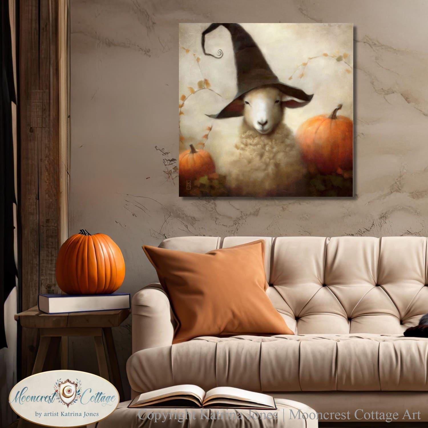Cute Fall Sheep Art, Farmhouse Art