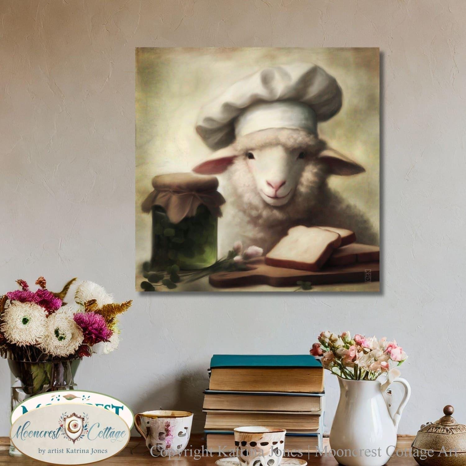 Cute Sheep Art, Country Kitchen Decor