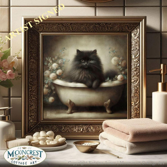 Cute Cat Bath Wall Art Print