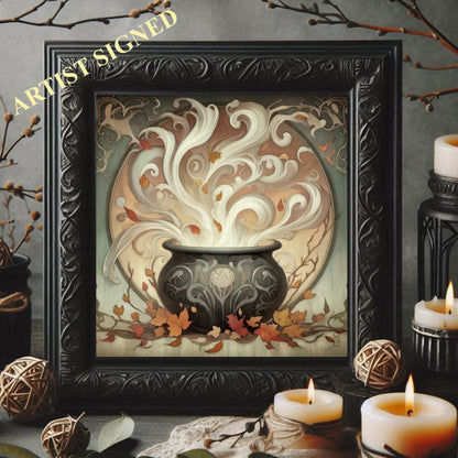 Fall Nouveau Boho Witchy Halloween Art Print
