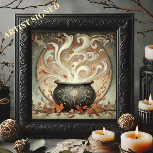 Fall Nouveau Boho Witchy Halloween Art Print