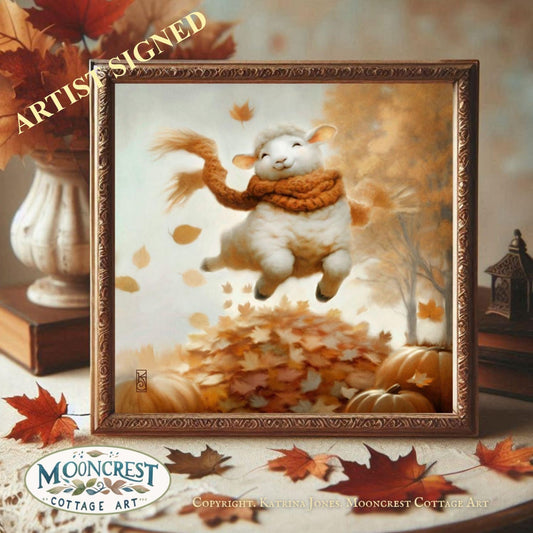 Fall Sheep Art Print - Cute Fall Animal Art