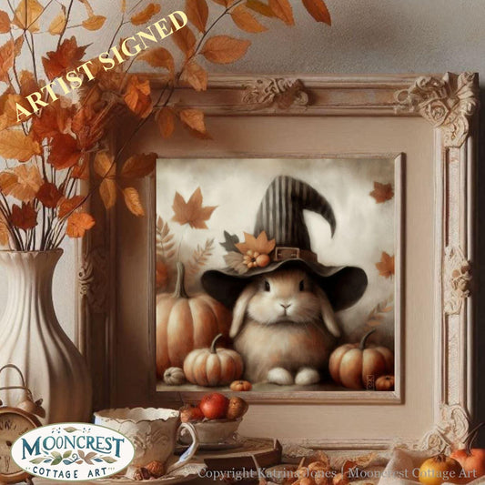 Fall Wall Art, Cute Rabbit Fall Art Print