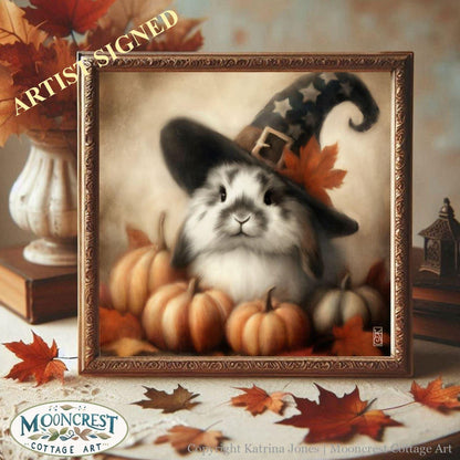 Fall Wall Art, Cute Spotted Rabbit Fall Art Print