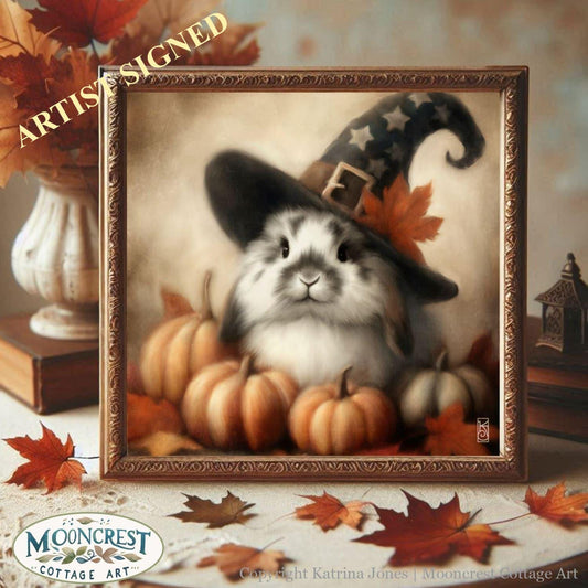 Fall Wall Art, Cute Spotted Rabbit Fall Art Print