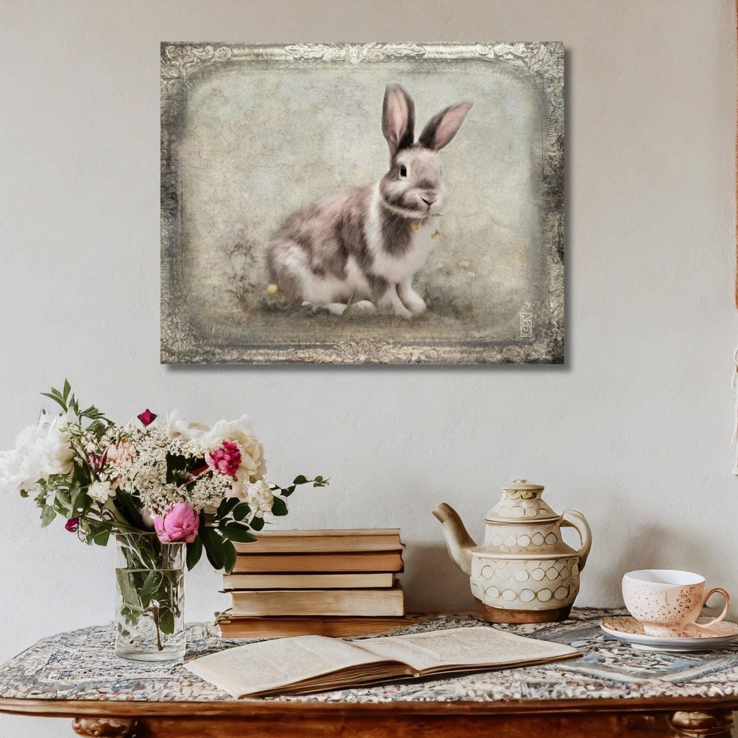 French Country Spotted Rabbit Art Print