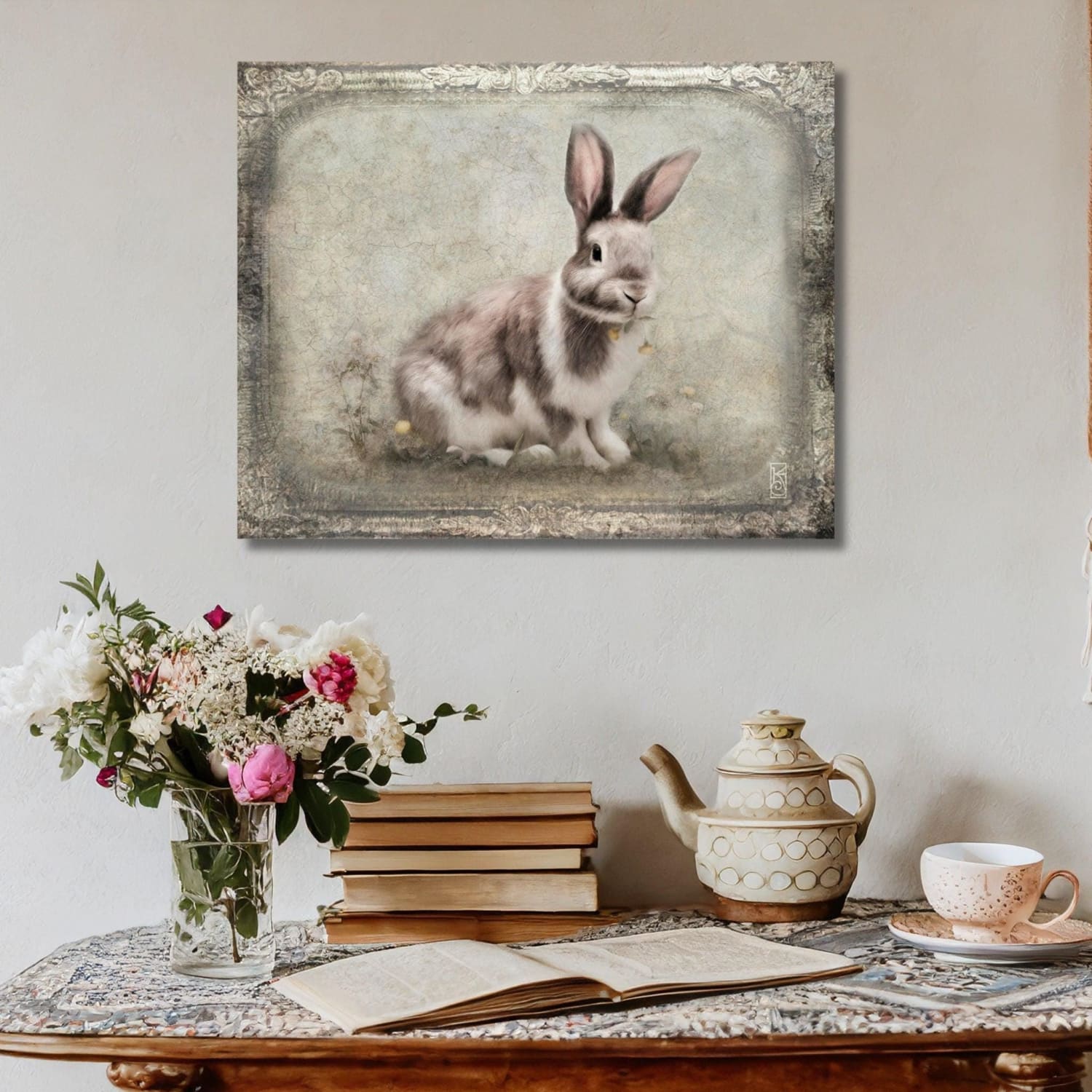 French Country Spotted Rabbit Art Print