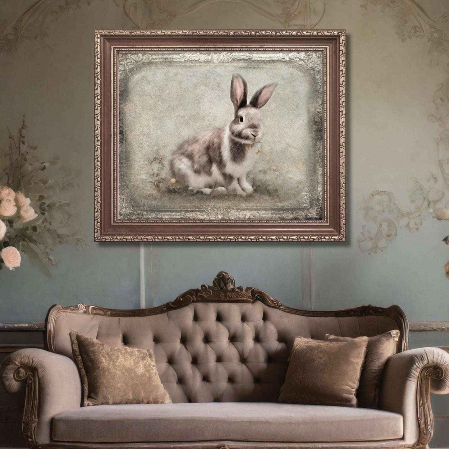 French Country Spotted Rabbit Art Print