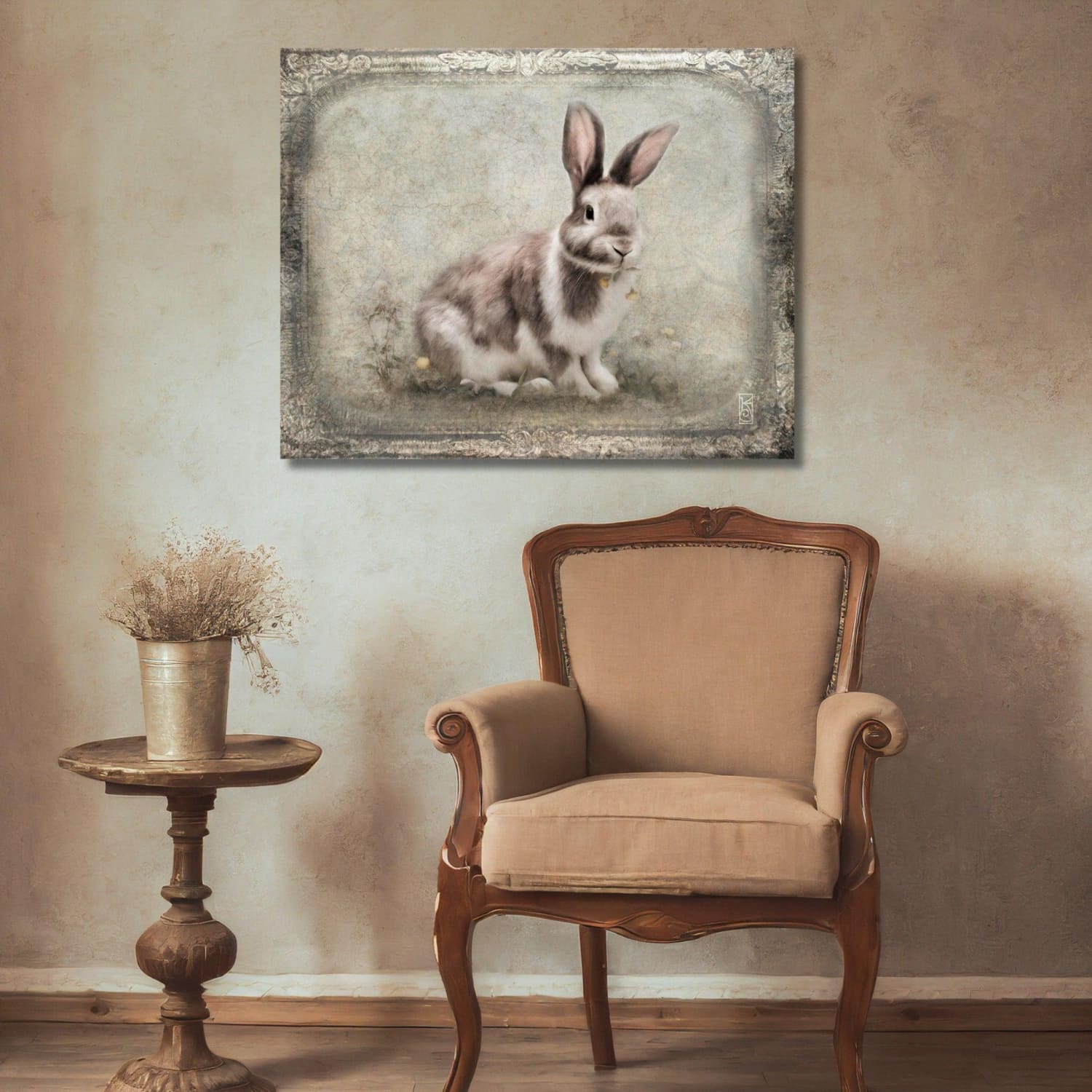 French Country Spotted Rabbit Art Print