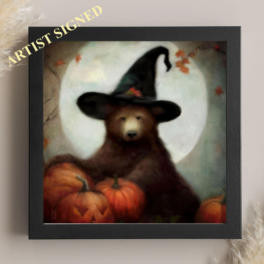 Halloween Art Print Cute Woodland Bear