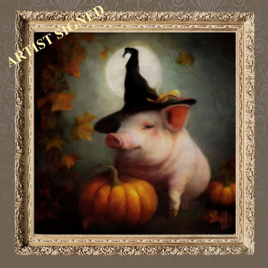 Halloween Pig Farm Art Print