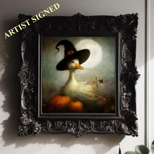 Halloween Wall Art, Cute Duck Halloween Art Print