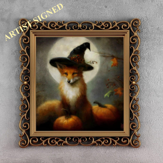 Halloween Wall Art, Cute Woodland Animal Halloween Art Print