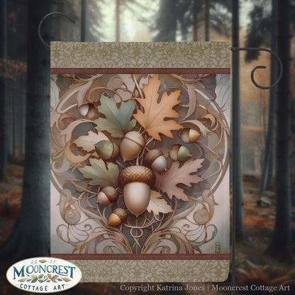 a picture of a leaf and acorn design