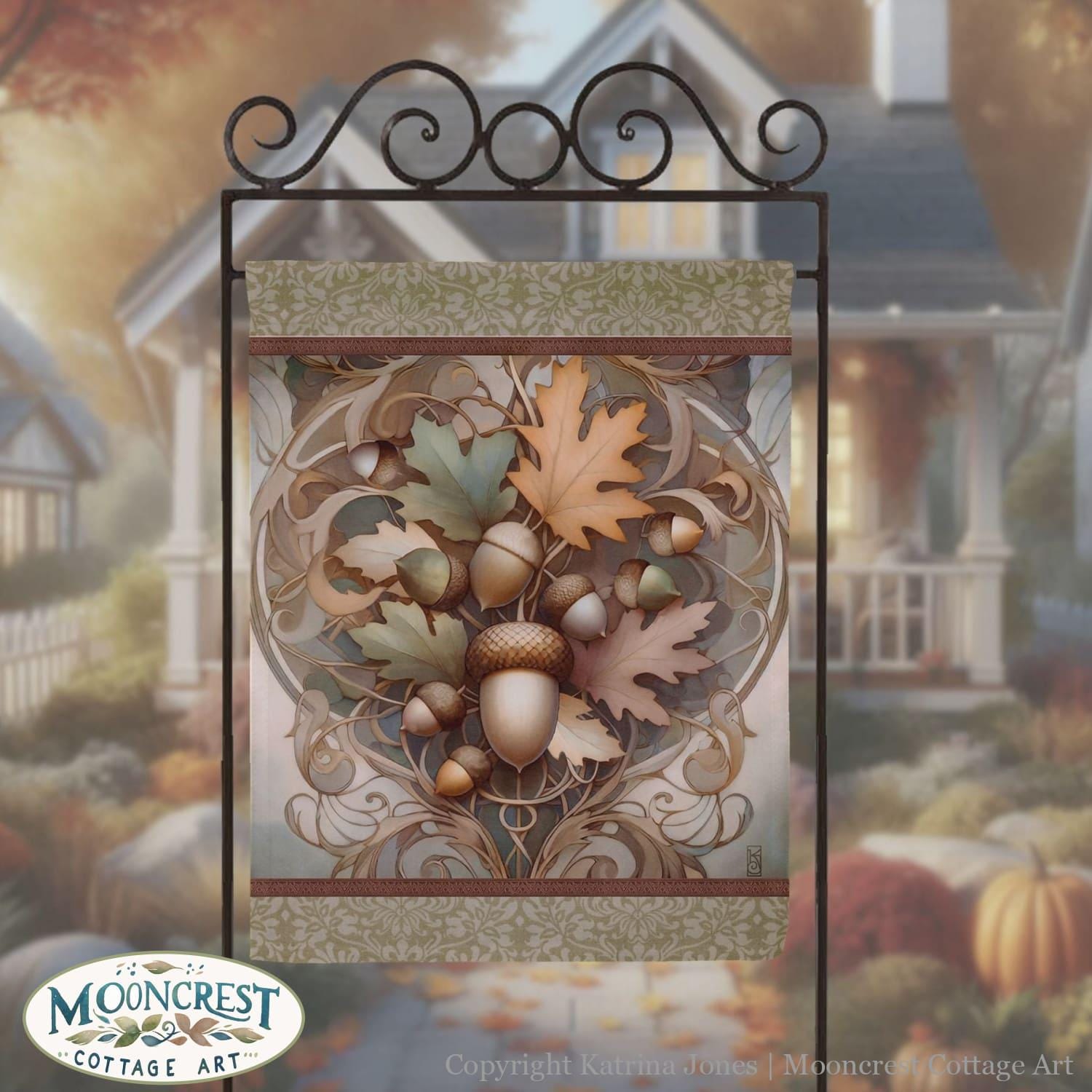 a picture of a house with a fall scene in the background