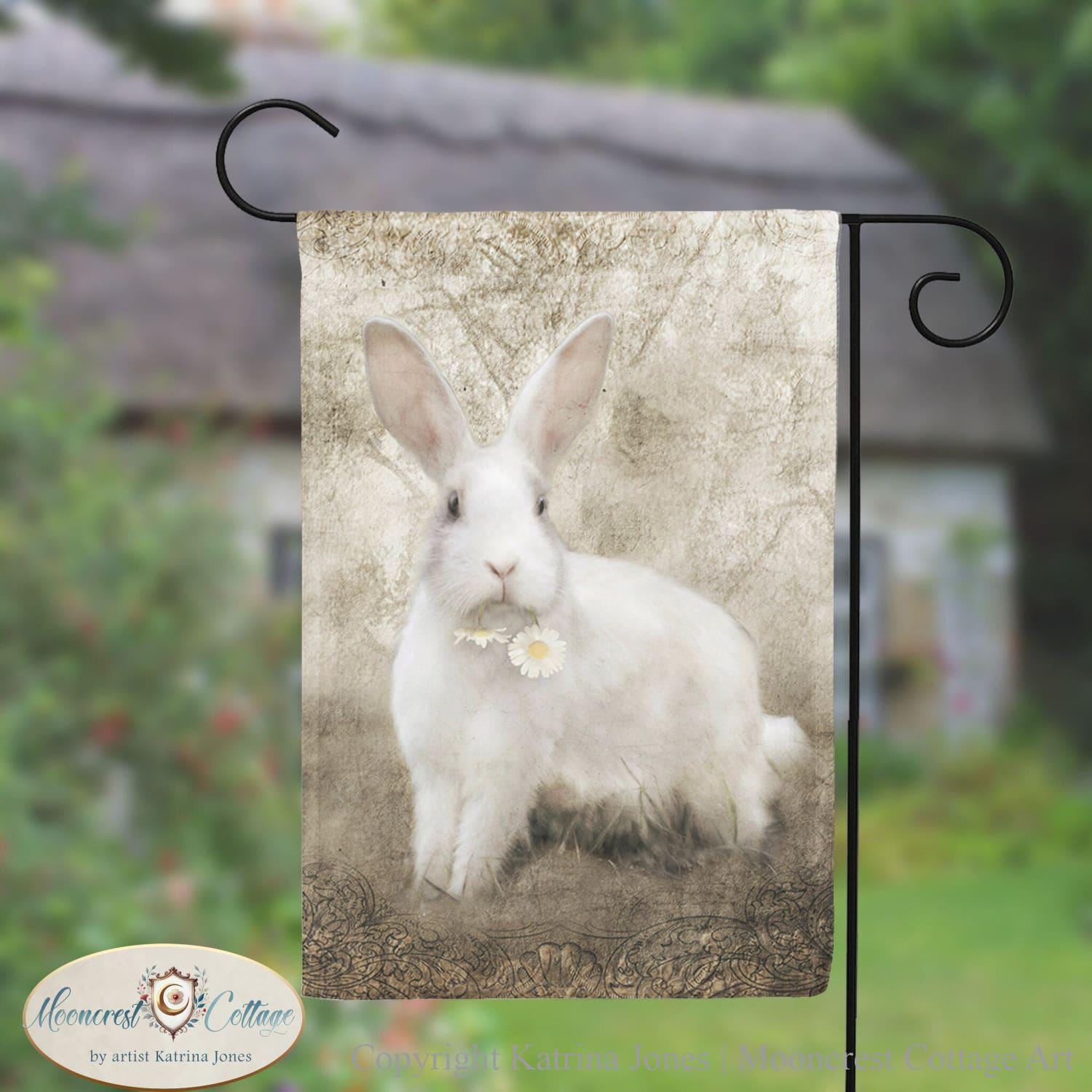 French Country Cottage Rabbit Garden Flag