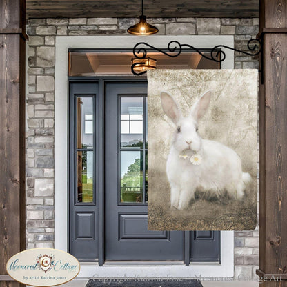 French Country Cottage Rabbit Garden Flag