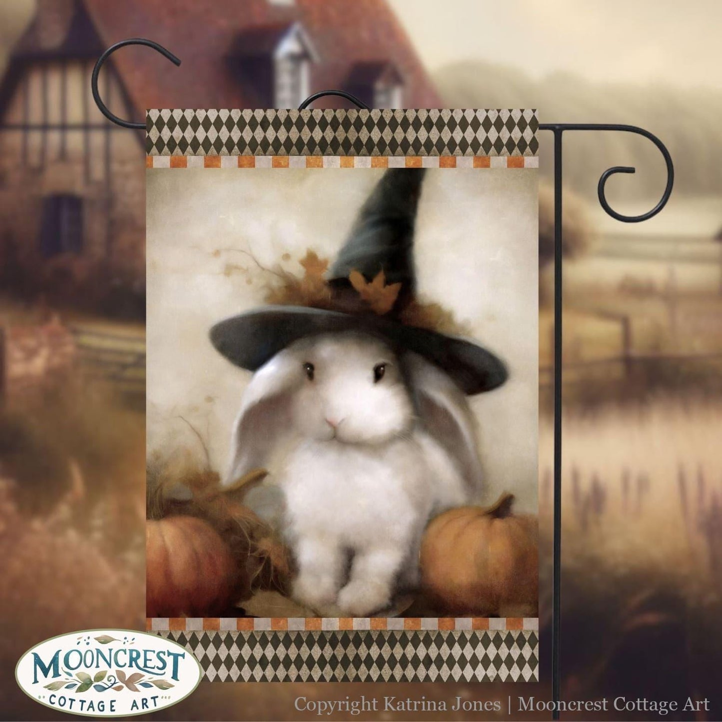 a picture of a rabbit wearing a witches hat