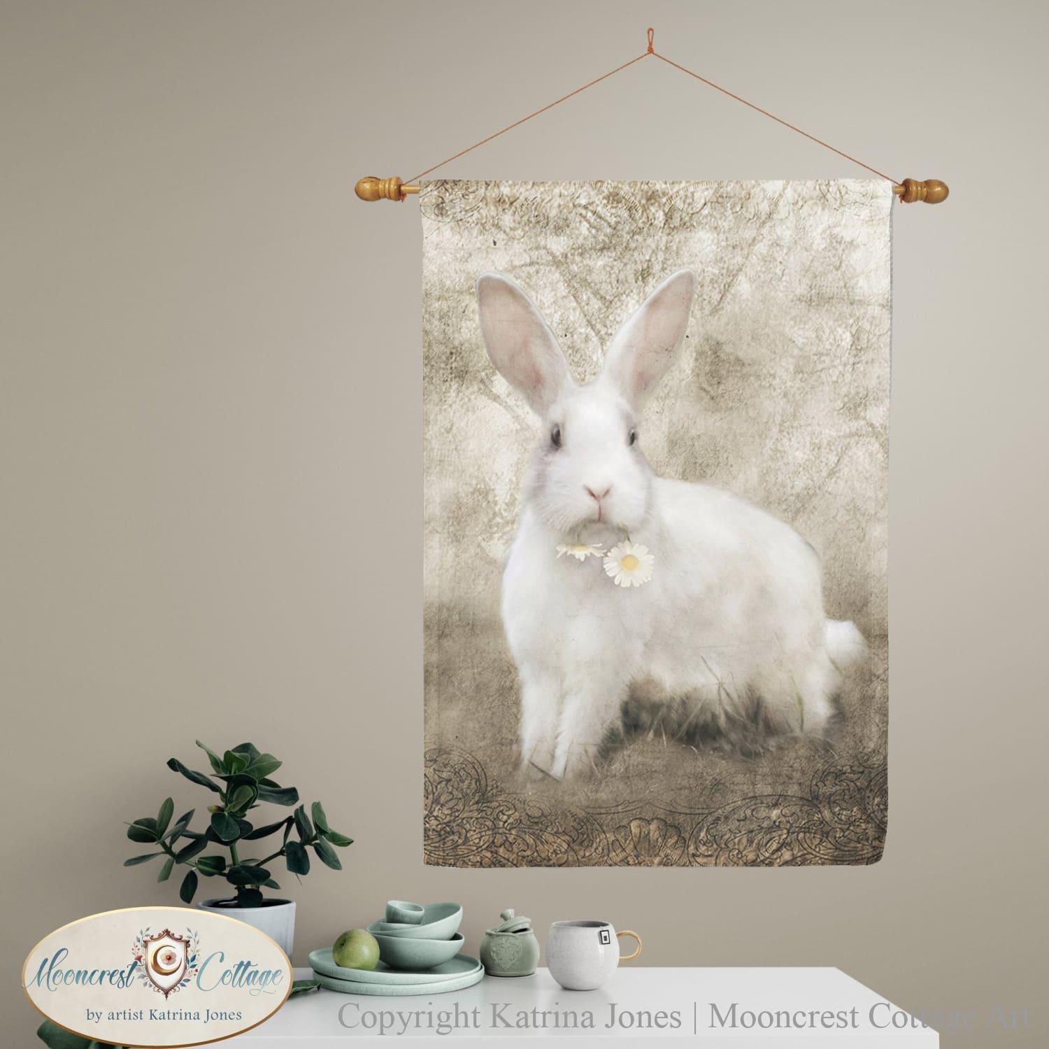 French Country Cottage Rabbit Garden Flag
