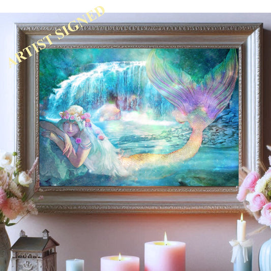Mermaid Cove Art Print - Fantasy Painting Art Rectangle