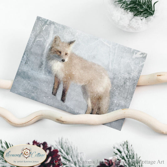 Nature Christmas Card - Woodland Snow Fox Wildliife Greeting Card