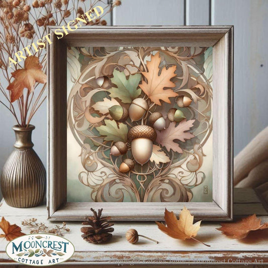 Nouveau Boho Fall Acorns Art Print