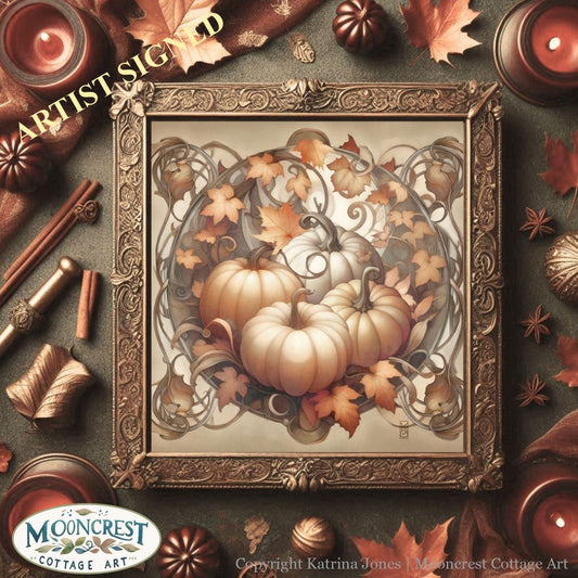 Nouveau Boho Fall Pumpkins Art Print