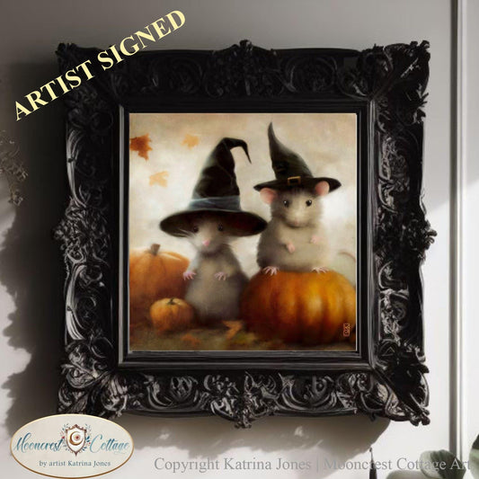 Whimsical Fall Woodland Mice Art Print