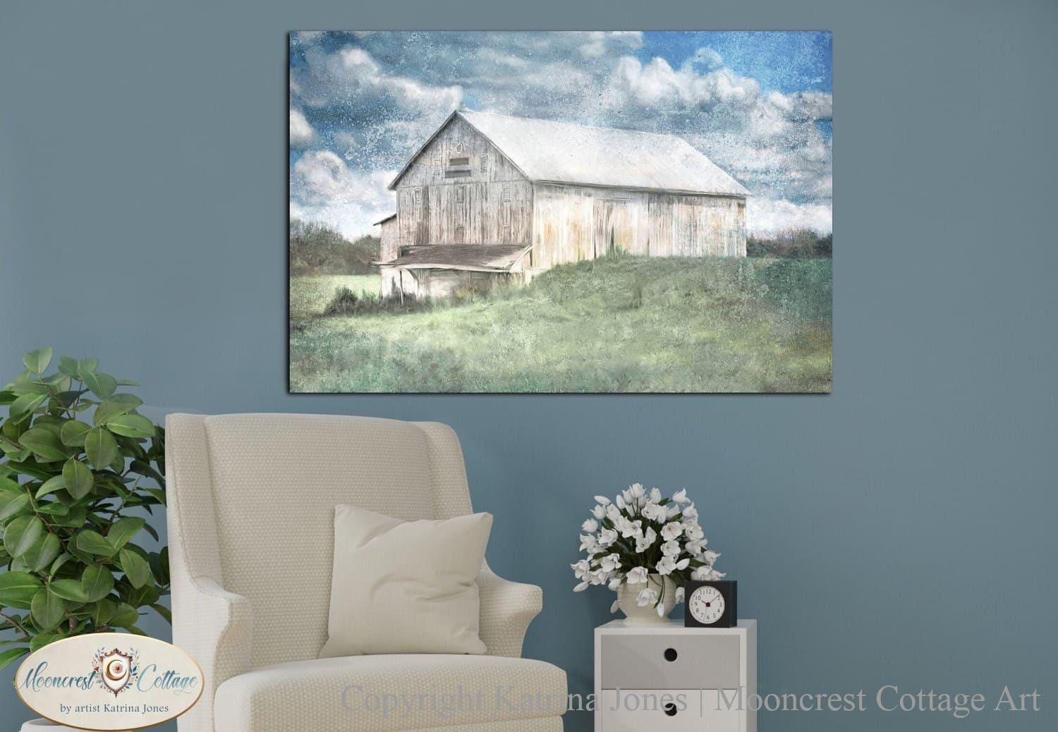White Barn Vista Art Print, Farm