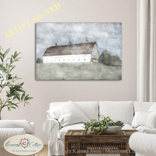 White Long Rustic Barn Farm Art Print