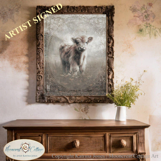 Highland Cow In Meadow Art Print
